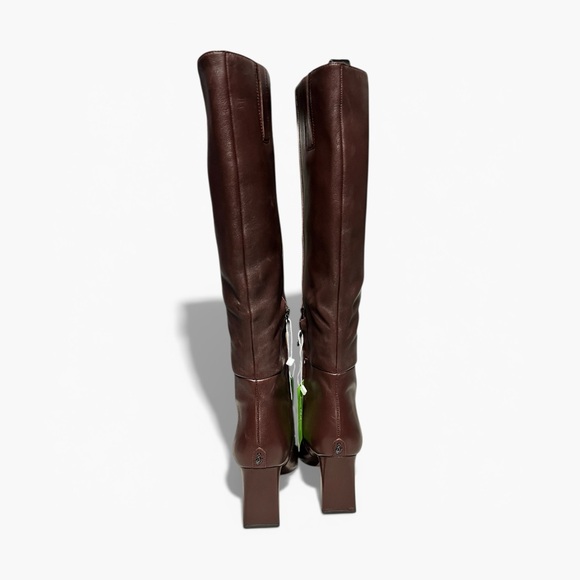 🌻NEW w/Box Sam Edelman Sylvia Spiced Pecan Brown Leather  Knee High Boots 7.5 - Picture 2 of 11